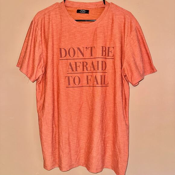 Bershka Men's Orange Graphic Logo Tee - Size Large - Picture 1 of 9